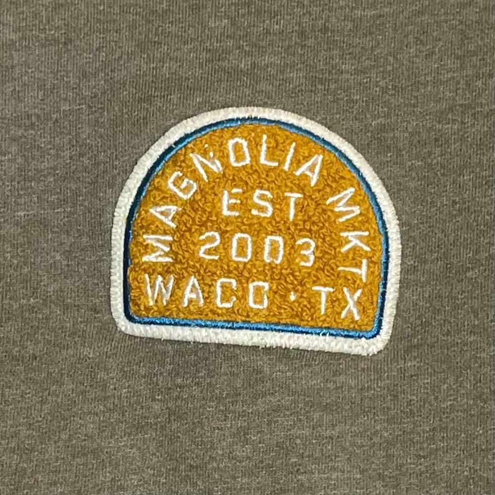 Magnolia Market Sweatshirt Olive Green Crewneck Patch Logo Waco Tx Xs View 3